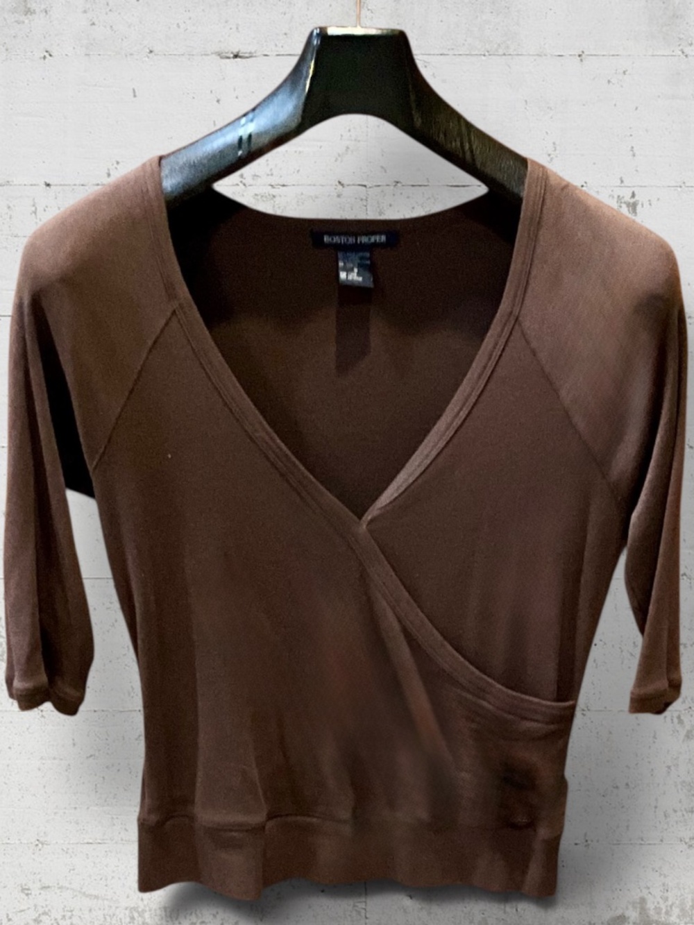 Boston Proper Brown Cross Over Top Sz S
